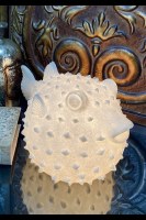 13" White Polyesin Puffer Fish Coastal Desk Lamp