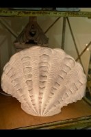 14" White Polyresin Scallop Shell Upright Coastal Desk Lamp