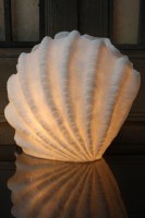 13" White Polyresin Scallop Shell on the Side Coastal Desk Lamp