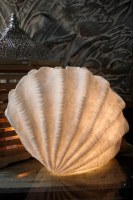 18" White Polyresin Scallop Shell on the Side Coastal Table Lamp