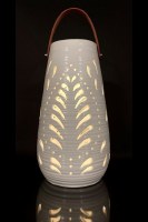 13" LED White Tropical Ceramic Lantern