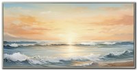 28" x 56" Ocean Sunset Coastal Canvas Framed