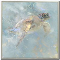 24" Sq Oceanic Turtle 1 Coastal Canvas Framed