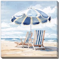 24" Sq Summer Ease 1 Wrapped Coastal Canvas