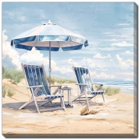 24" Sq Summer Ease 2 Wrapped Coastal Canvas