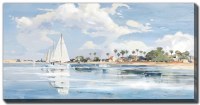 28" x 56" Lakeside Palms Wrapped Coastal Canvas