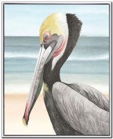 30" x 24" Pelican Beach 2 Coastal Canvas Framed