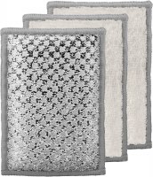 Set of Three 7" x 4" White and Gray Scrubber Sponge