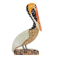 19" Brown Mosaic Pelican Coastal Wall Art Plaque