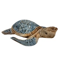 10" Brown Wood Coastal Sea Turtle Figurine