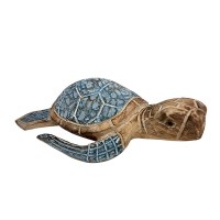 12" Brown Wood Coastal Sea Turtle Figurine