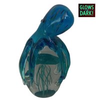 6" Blue Octopus on a Jellyfish Coastal Glass Figurine