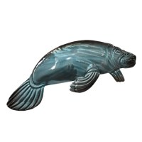 22" Blue Manatee Coastal Metal Wall Art Plaque