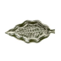 12" Green and White Tropical Leaf Dish