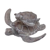 Brown Coastal Polyresin Sea Turtle With a Baby Figurine