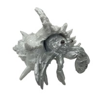 7" Silver and White Coastal Polyresin Hermit Crab Figurine