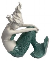 7" Mermaid With a Hand on the Knee Coastal Polyresin Statue