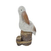 8" White Pelican on a Piling Coastal Polyresin Figurine