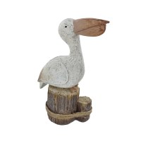 7" White Pelican on a Piling Coastal Polyresin Figurine