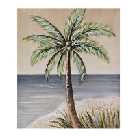 24" Palm Tree on the Beach Coastal Wrapped Canvas