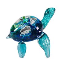 Blue and Green Glass Sea Turtle Figurine