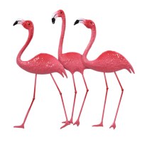 22" Pink Flamingo Trio Coastal Metal Wall Art Plaque