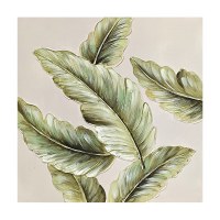 24" Sq Green Tropical Leaves Wrapped Canvas