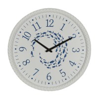 16" White and Blue Fish Swirl Coastal Wall Clock