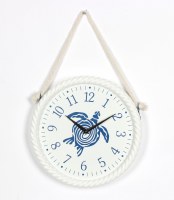 12" Light Blue Sea Turtle Coastal Wall Clock With a Rope