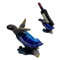 8" Blue Sea Turtle Polyresin Coastal Bottle Holder