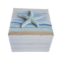 5" Sq Starfish Beach Scene Box