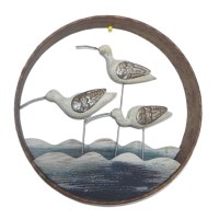 Three Shorebirds in a Ring Coastal Wall Art Plaque