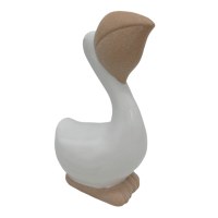 8" White and Sand Coastal Ceramic Pelican Figurine