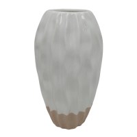 7" White and Sand Ceramic Coastal Vase