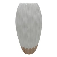 10" White and Sand Ceramic Coastal Vase