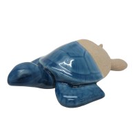 7" Blue and Sand Ceramic Sea Turtle Figurine