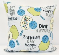 18" Sq Blue Pickleball Sentiments Decorative Pillow