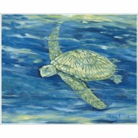 25" x 31" Lagoon Sea Turtle 2 Framed Tropical Canvas