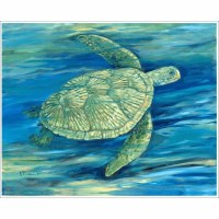 25" x 31" Lagoon Sea Turtle 3 Framed Tropical Canvas