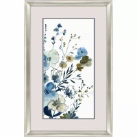 33" x 21" Small Blue Flowers Framed Print Under Glass