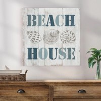 20" Sq "Beach House" Coastal Canvas Wall Art Plaque