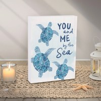 7" x 6" "You and Me By The Sea" Blue Sea Turtles Plaque