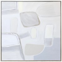 60" Sq White, Gray, and Beige Abstract Canvas Framed