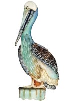 18" x 8" Multicolor Capiz Pelican Looking to the Left Coastal Wall Art Plaque