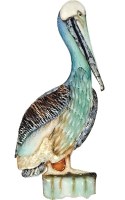 18" x 8" Multicolor Capiz Pelican Looking to the Right Coastal Wall Art Plaque