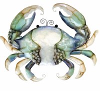 13" x 18" Blue and Green Capiz Crab Coastal Wall Art Plaque