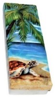 9" x 3" Sea Turtle on the Beach Coastal Capiz Box