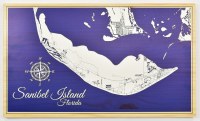 15" x 25" Sanibel Island Map Coastal Wall Art Plaque