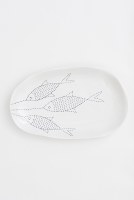 15" Three Blue Fish Ceramic Platter