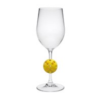 Yellow Pickleball Acrylic Wine Glass